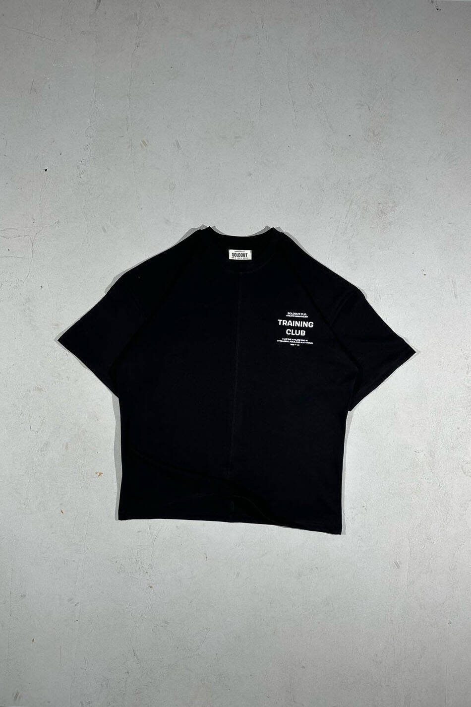 Training Club Baskılı Dikiş Detaylı Siyah Oversize Tişört - 2