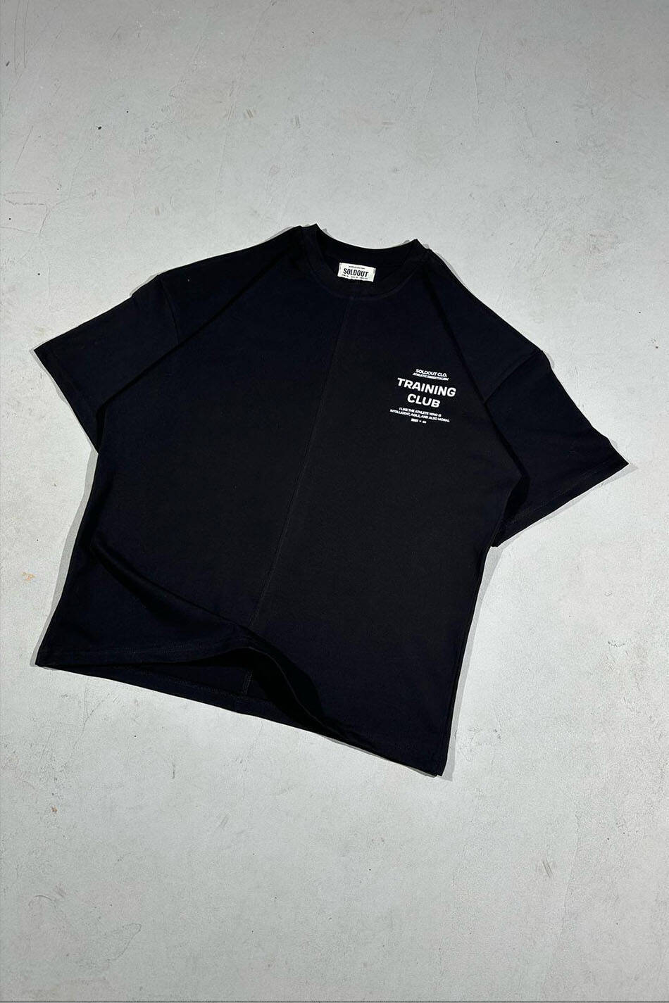 Training Club Baskılı Dikiş Detaylı Siyah Oversize Tişört - 3