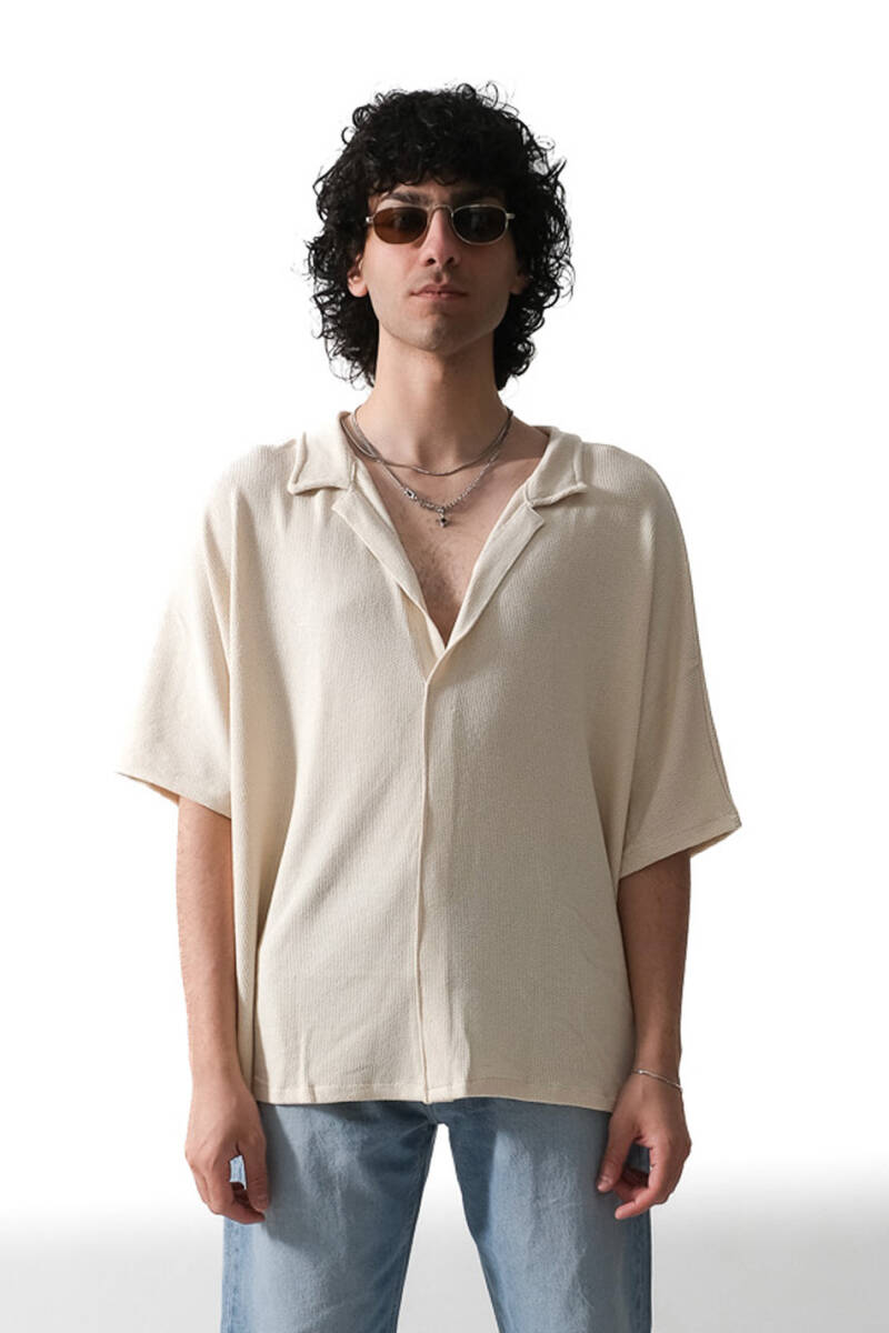 Triko Yarım Kol Essential Oversize Gömlek - 1