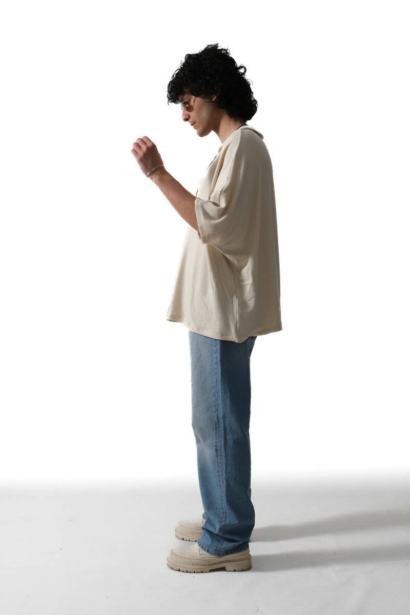 Triko Yarım Kol Essential Oversize Gömlek - 3