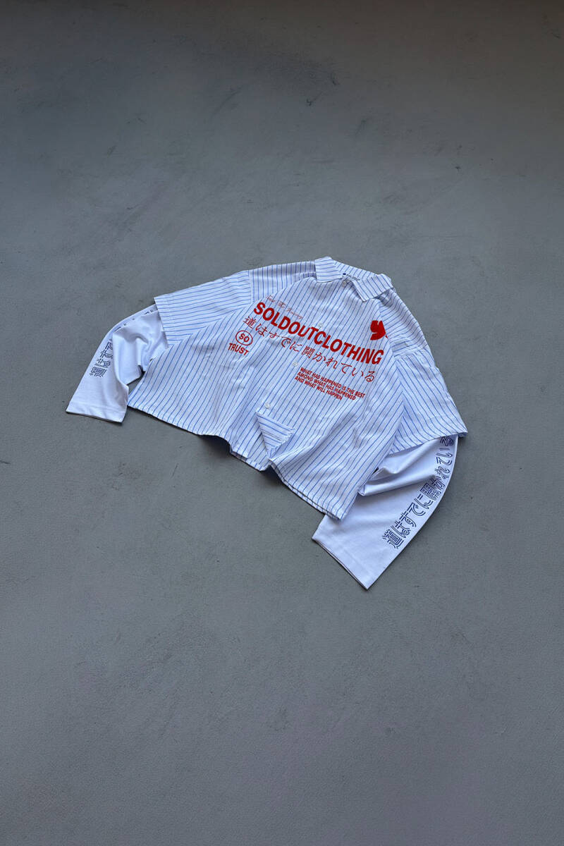 Trust The Journey İnce Lacivert Çizgili Layered Gömlek - SOLDOUT (1)