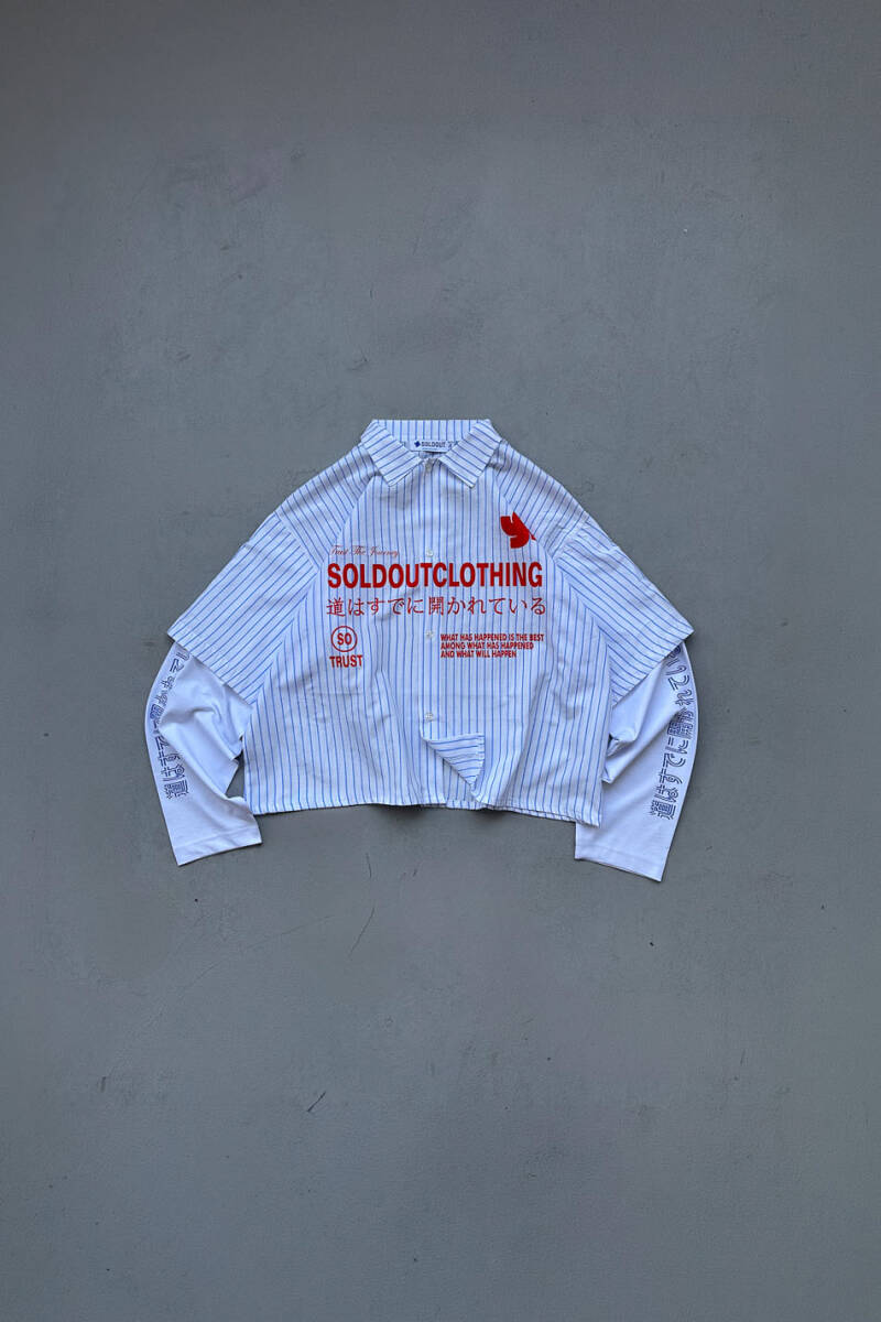 Trust The Journey İnce Lacivert Çizgili Layered Gömlek - SOLDOUT