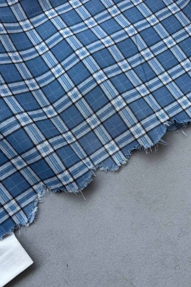 Trust The Journey Mavi Ekoseli Layered Gömlek - 5