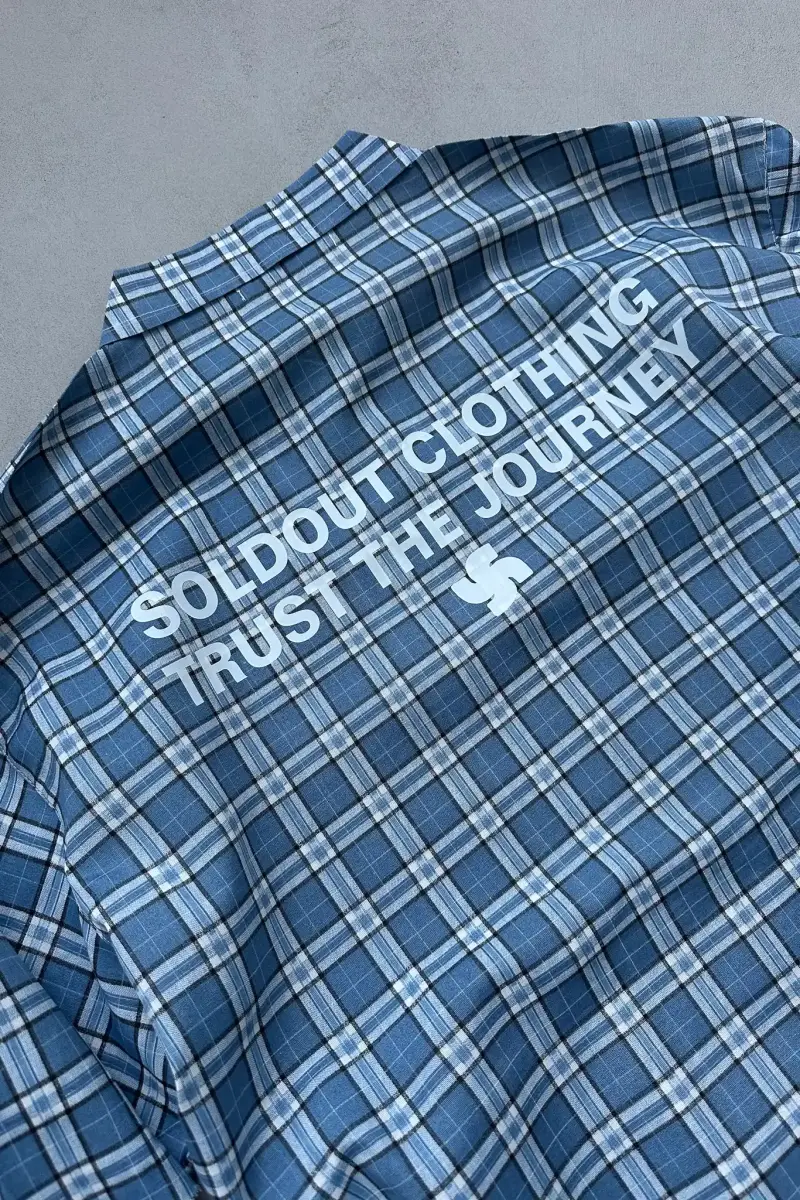 Trust The Journey Mavi Ekoseli Layered Gömlek - 6