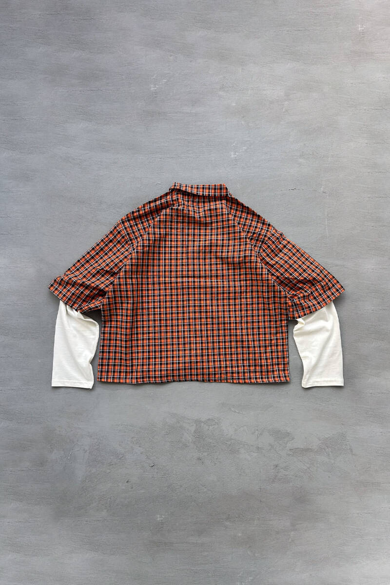 Turuncu Ekoseli Boxy Fit Layered Gömlek - 3