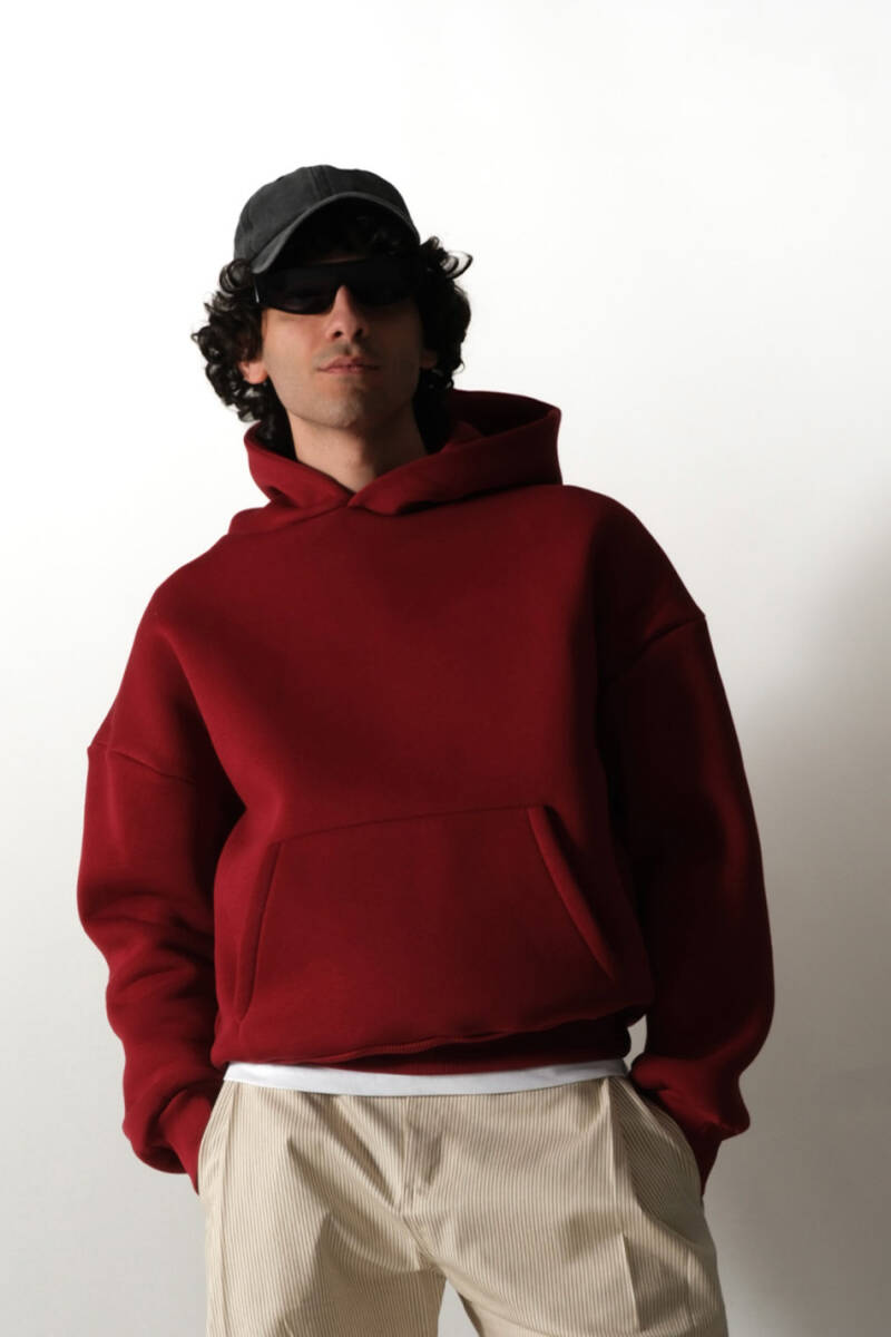Vişne Çürüğü Oversize Boxy Fit Hoodie 