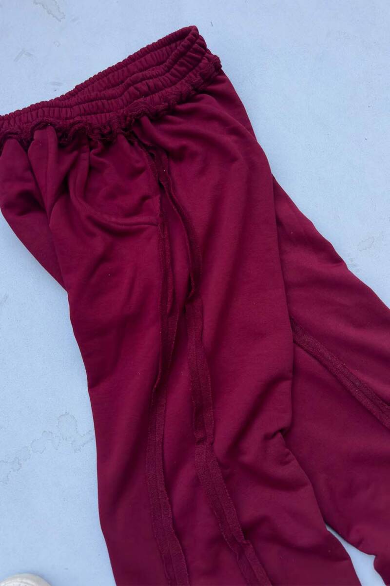 Vişne Çürüğü Pis Dikiş Detaylı Baggy Eşofman - 4