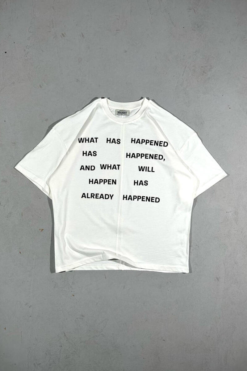 What Has Happened Baskılı Dikiş Detaylı Oversize Tişört - 1
