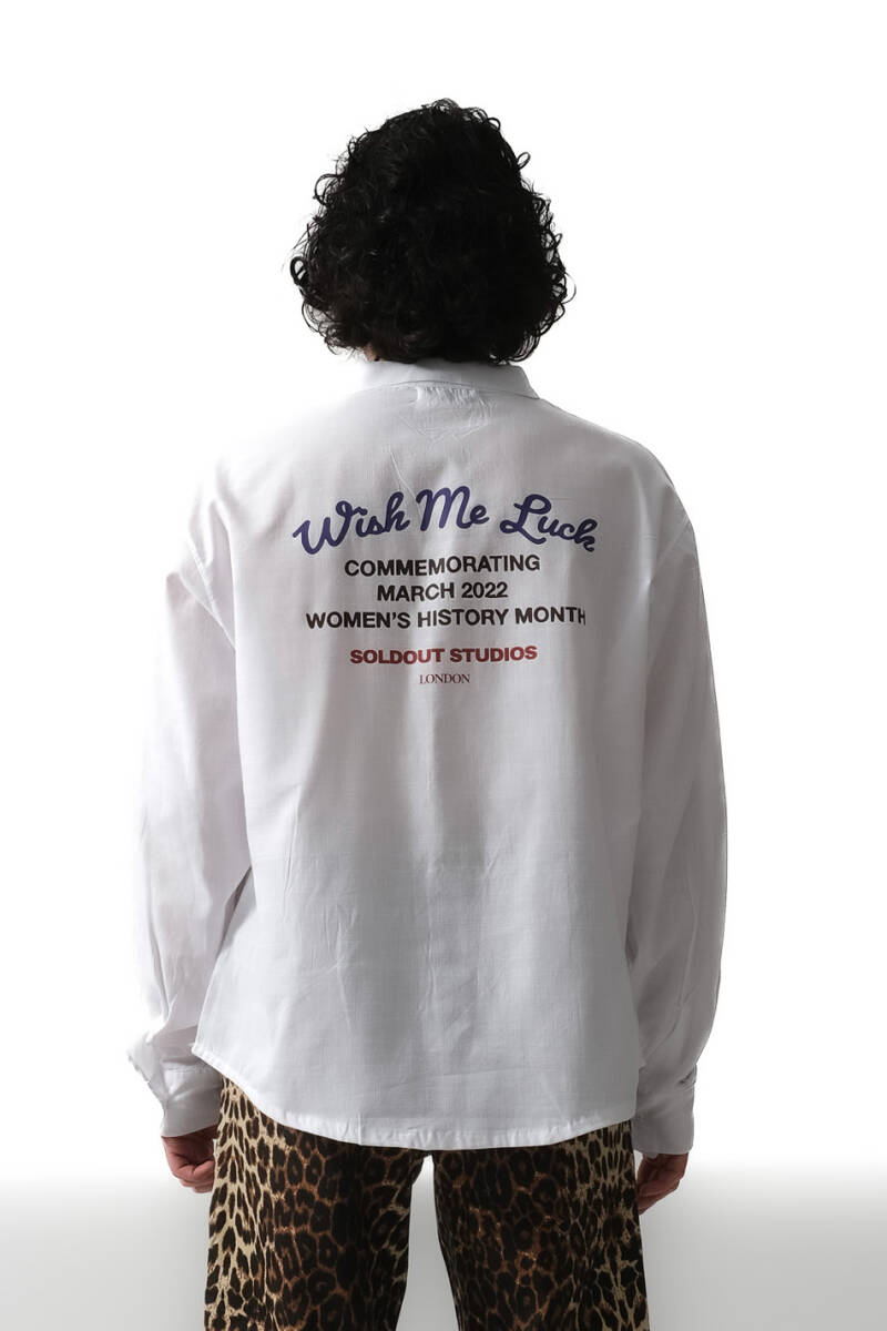 Wish Me Luck Beyaz Oversize %100 Pamuk İnce Gömlek - 1