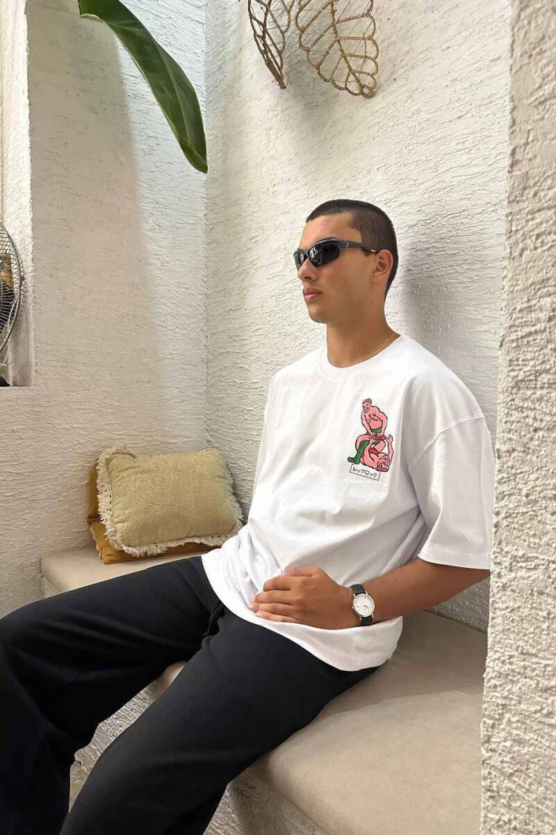 Wrestling Baskılı Oversize Tişört - 4