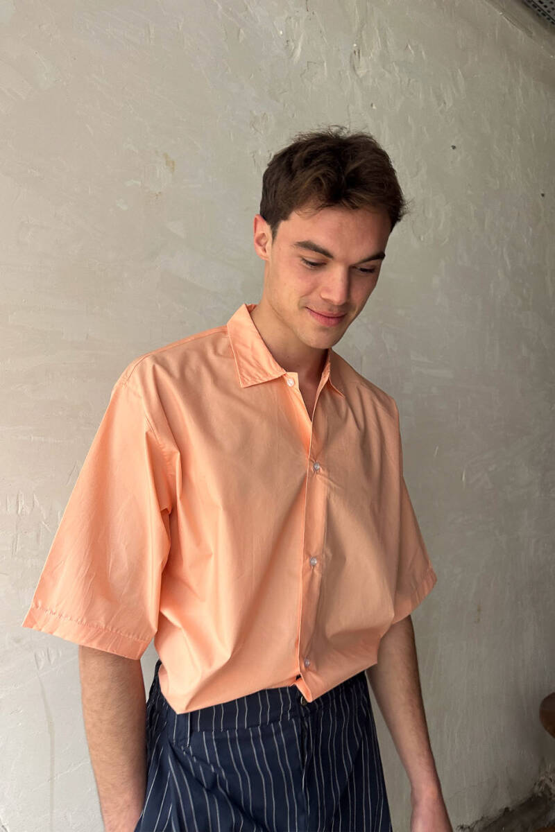 Yavruağzı Yarım Kol Oversize Gömlek - 2