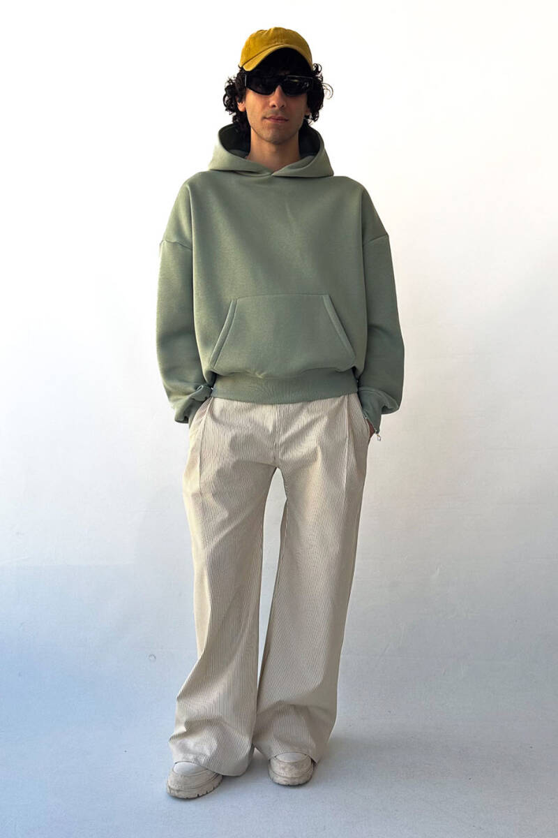 Yeşil Oversize Boxy Fit Hoodie - 5