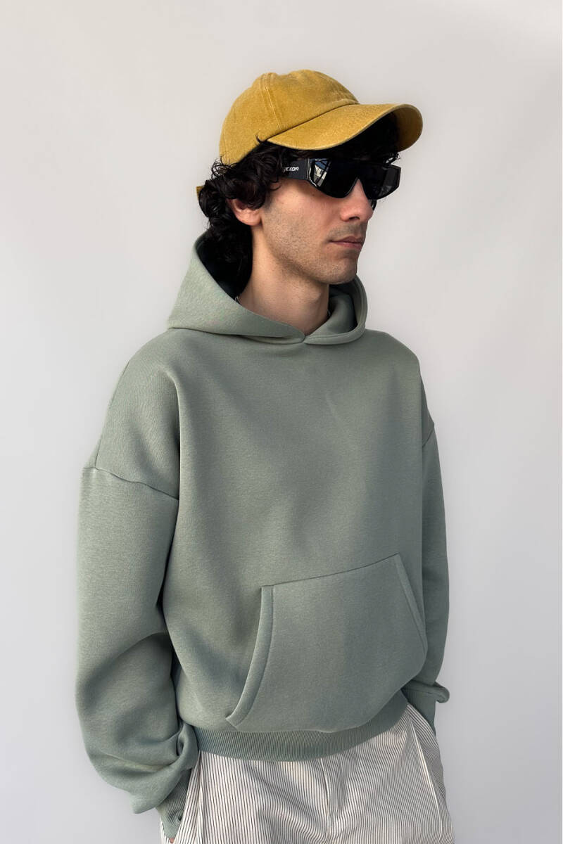 Yeşil Oversize Boxy Fit Hoodie - SOLDOUT