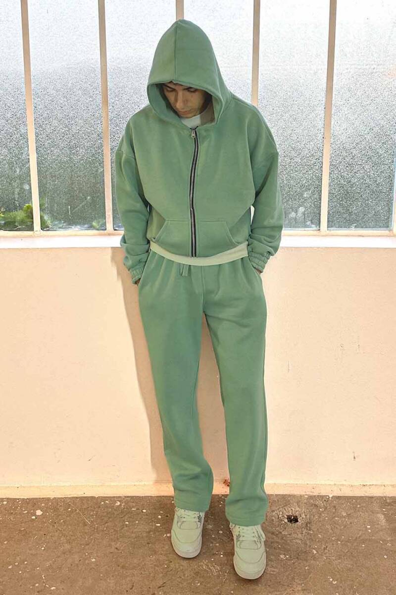 Yeşil Oversize Boxy Fit Zip Hoodie - 7