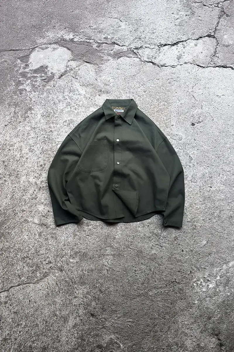 Yeşil Oversize Gabardin Gömlek - 1