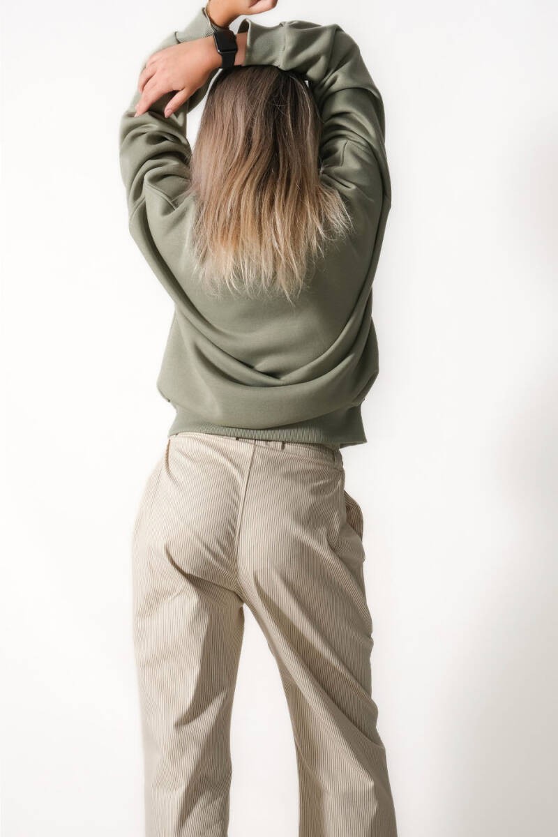 Yeşil Oversize Boxy Fit Sweatshirt - 5