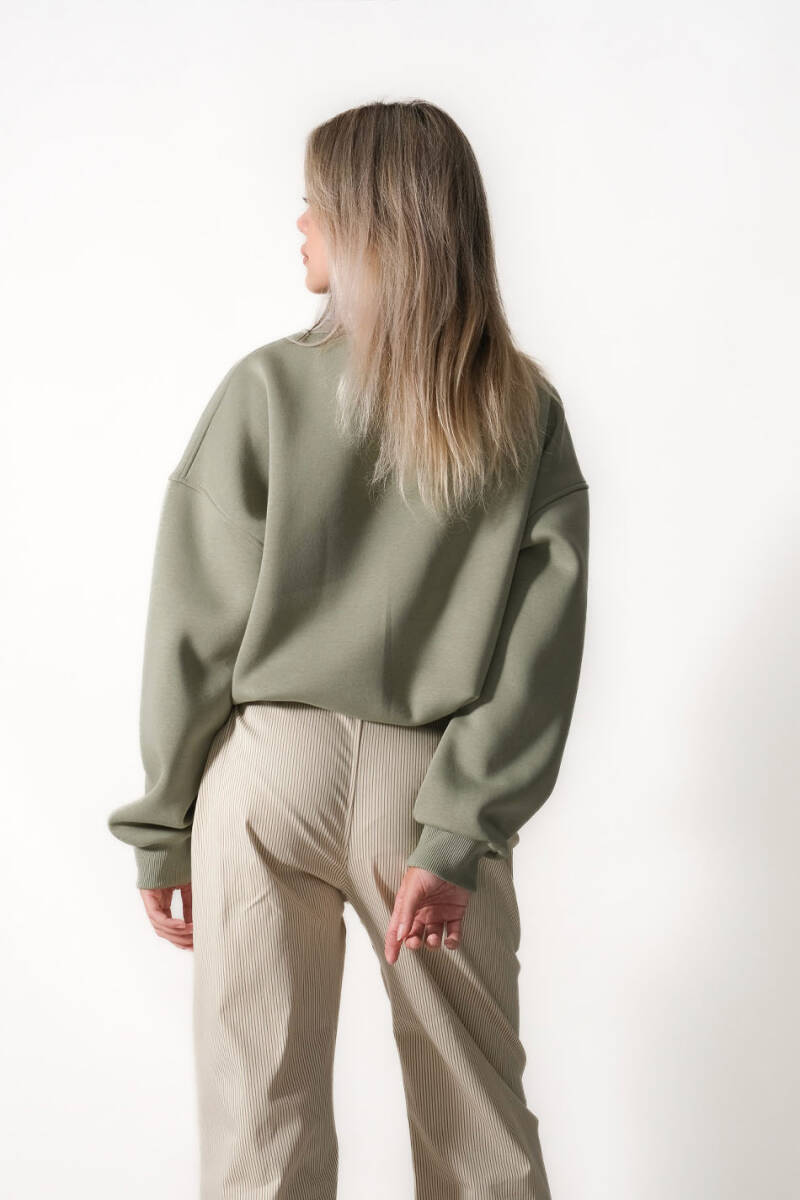 Yeşil Oversize Boxy Fit Sweatshirt - 7