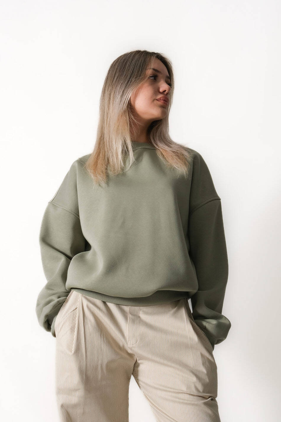 Yeşil Oversize Boxy Fit Sweatshirt - SOLDOUT
