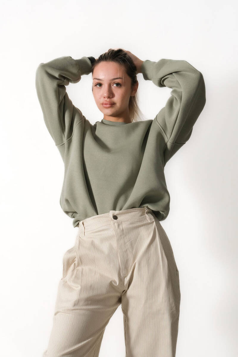 Yeşil Oversize Boxy Fit Sweatshirt - 2