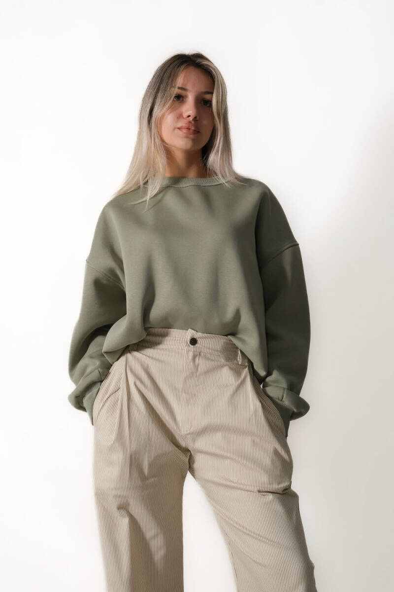Yeşil Oversize Boxy Fit Sweatshirt - 3
