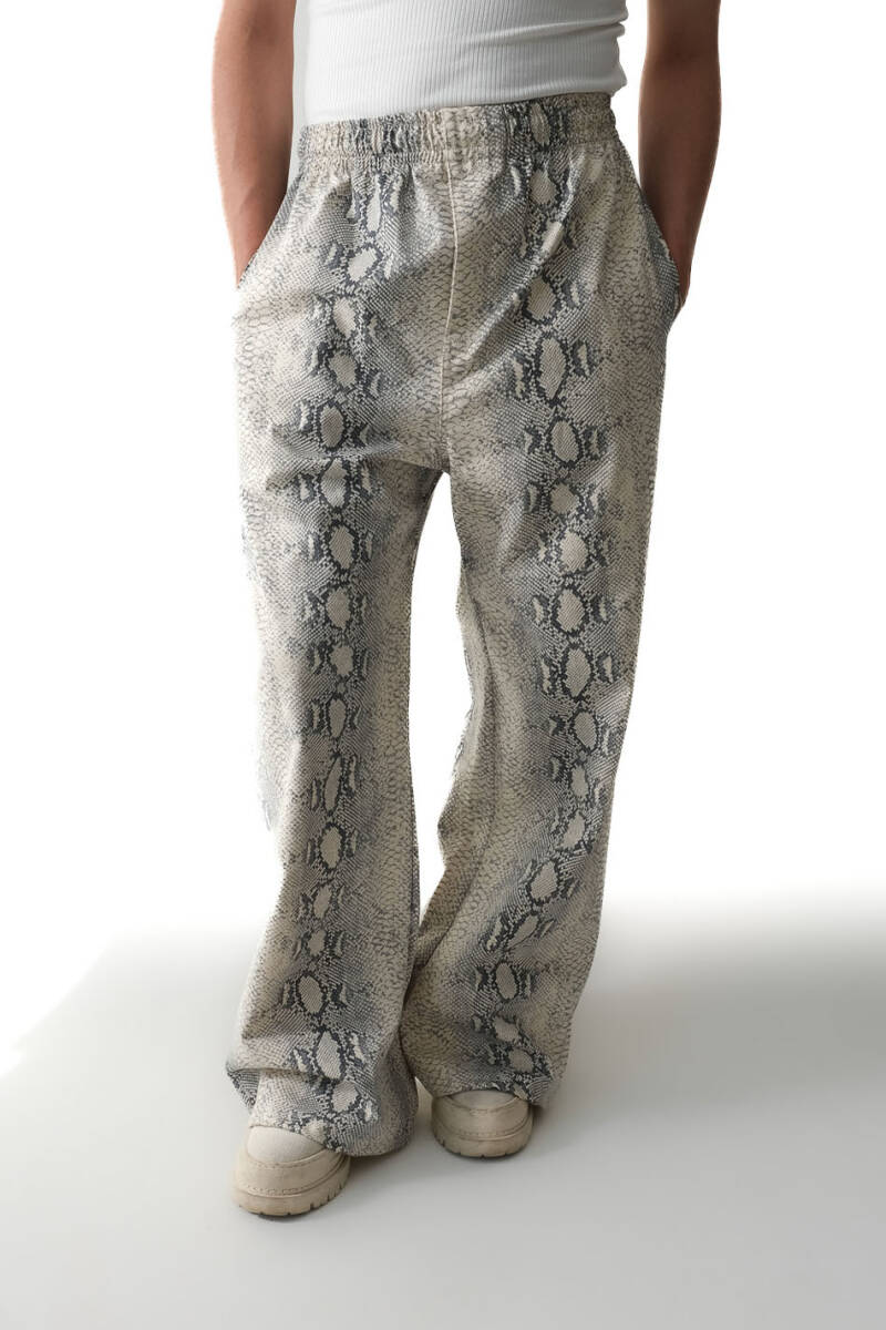Yılan Derisi Desenli Essential Baggy Pantolon - 1