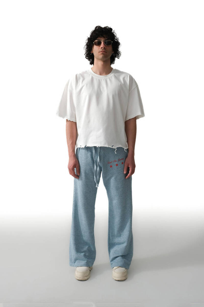 Yırtık Detaylı Beyaz Boxy Fit Crop Tişört - 2
