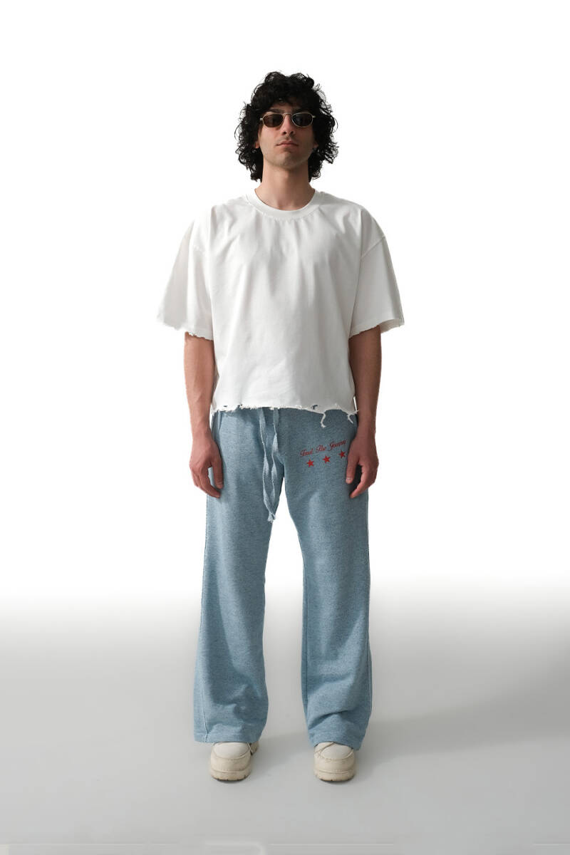 Yırtık Detaylı Beyaz Boxy Fit Crop Tişört - 2