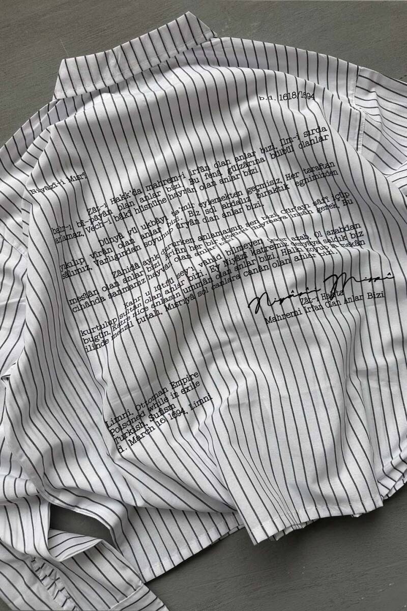 Zat-ı Hak'ta Siyah Çizgili Oversize Gömlek - 5